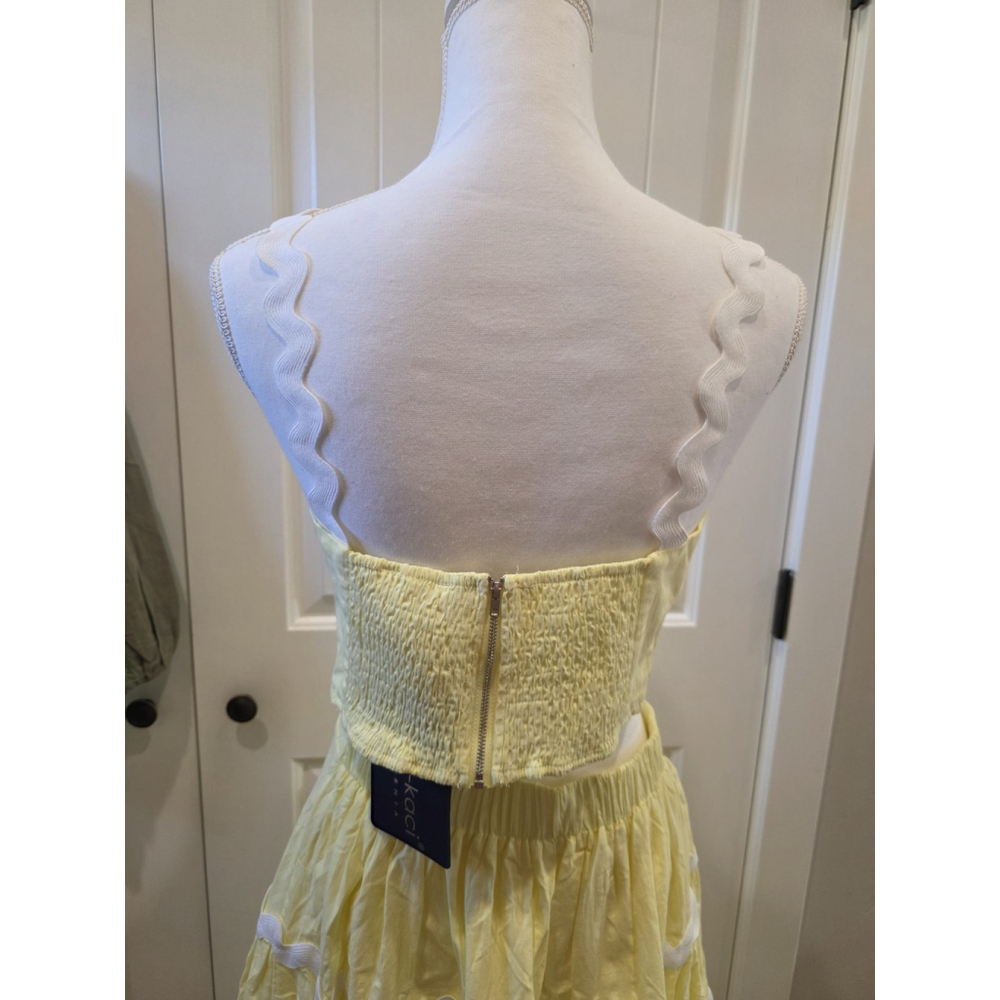 NWT Butter Yellow Two Piece Set Tank Top & Midi Skirt Size L Cottage Core Girly - Picture 9 of 12